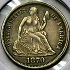 1870 Seated Liberty Dime 10 Cents  R1984