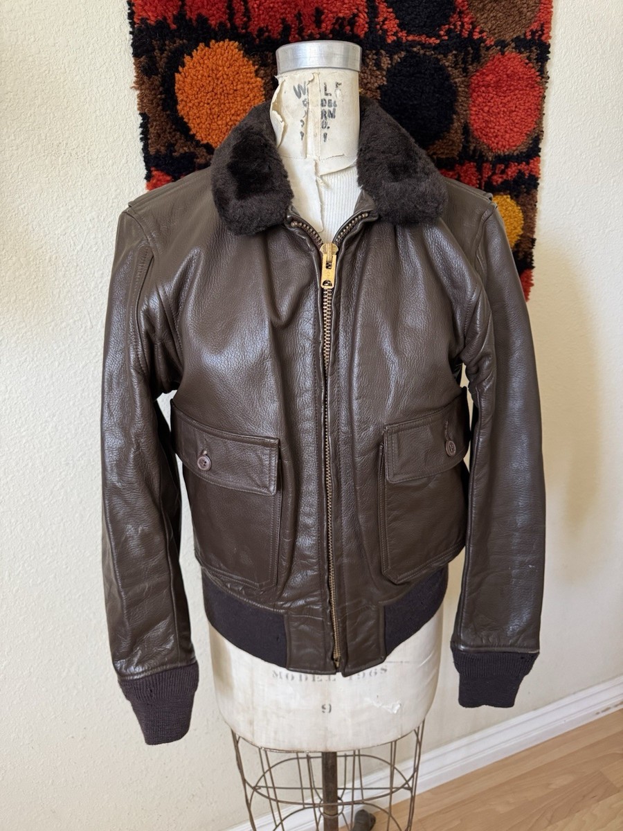 Vintage 1976 USN Pilot G-1 Flight Jacket Imperial Leather