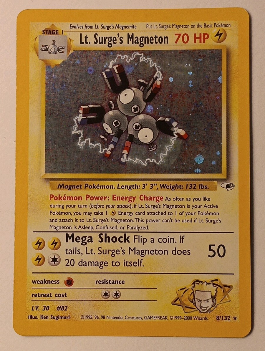 Lt. Surge's Magneton 8/132 Gym Heroes Holo Rare Vintage Pokémon