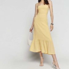 REFORMATION Womens Size 2 Arta Strapless Maxi Dress Yellow Georgette Spring $248