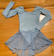 Light Blue Elowel Long Sleeve Skirted Leotard Dance/Acrobat Sz 8-10 Girl