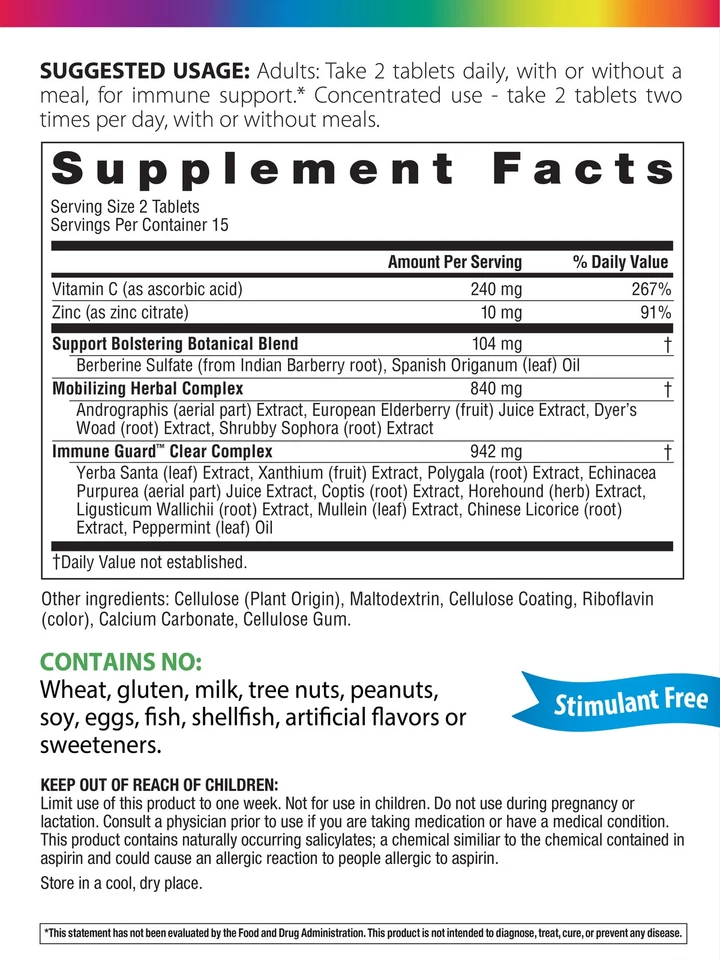 Apoyo Inmunológico Contraataque | 30 Comprimidos | Vitamina C y Zinc | por Rainbow Light Foto 2 de 4