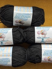 Lion Brand Ice Cream Yarn 5x100g Balls 100% Acrylic Shade Grape/Raisin Black?
