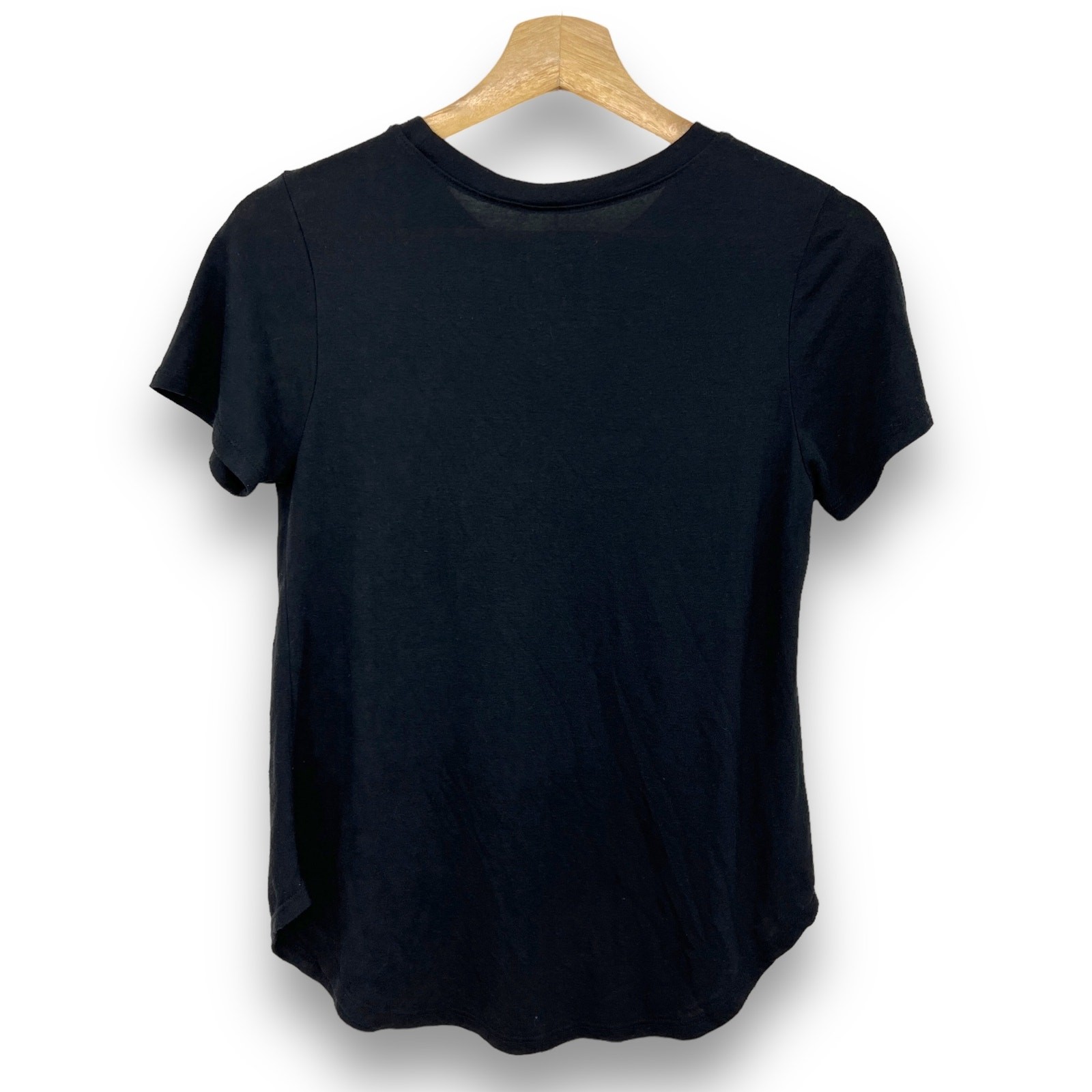 Modern Lux MEDIUM Black Burnout Amour Rose Fitted Short Sleeve Tee Shirt T-Shirt