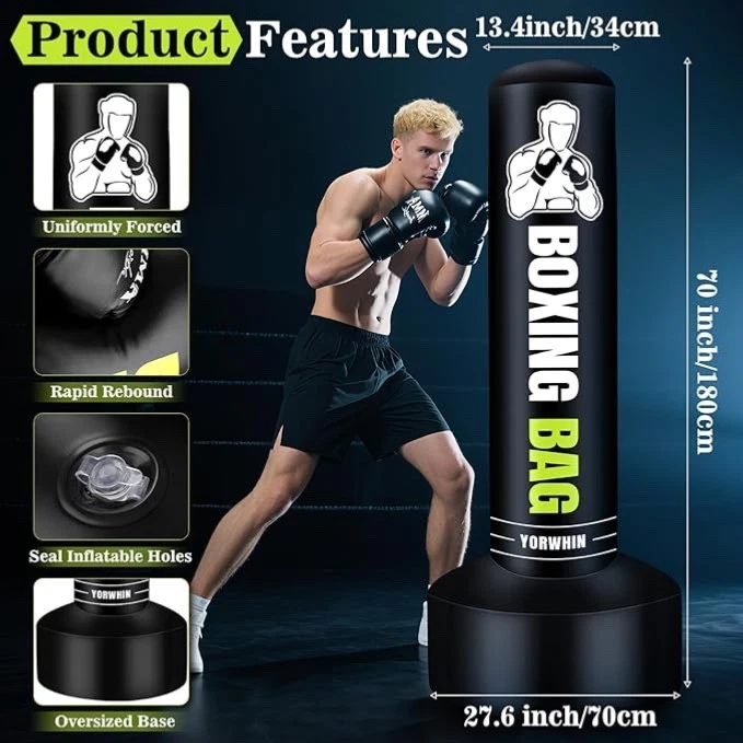 Boxsack Erwachsene mit Boxhandschuhen Boxsack Stehend Freistehende Kickboxsäcke - Bild 3 von 4