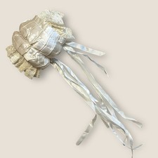 Vintage Child  s Satin  Lace Hand Muff Ivory Ribbon Trim Winter Accessory