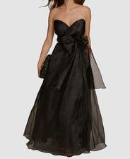 Donna Karan New York Women's Black Chiffon Strapless Self-Tie Dress Size 12