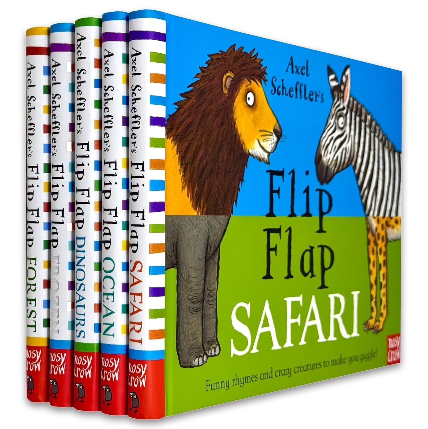 Nosy Crow Axel Scheffler's Flip Flap Series 5 Books Collection Set - Safari, Ocean, Dinosaurs, Frozen, Forest - Hardback - Ages 3-5 - Silly Mix-And-Match - Image 10