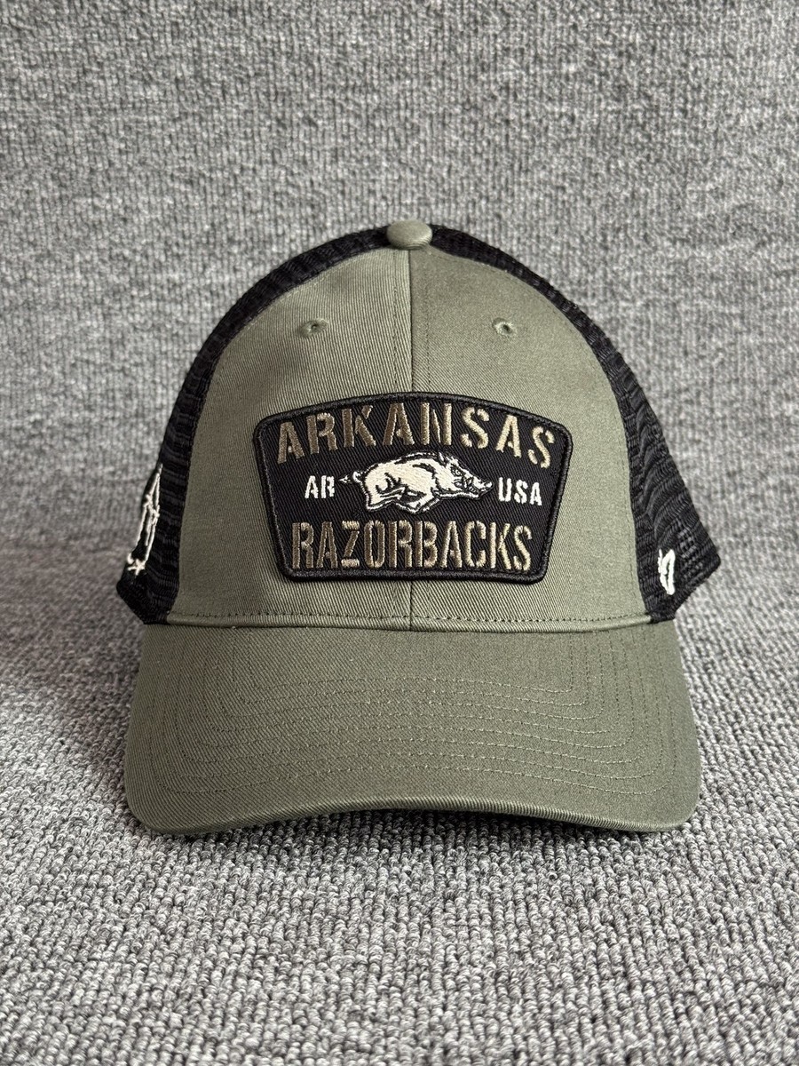 '47 Brand Arkansas Razorbacks Trucker Snapback Olive Black Hat NCAA Mesh Back
