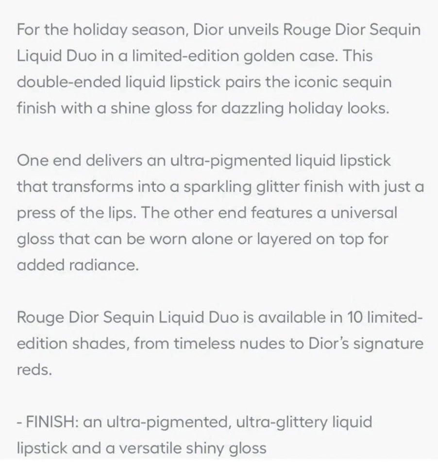  Lápiz labial líquido de lentejuelas DIOR Rouge Duo Holidays2025 #999 espectacular nuevo en caja + bolsa Foto 3 de 4