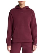 PUMA Women  s Embroidered Pullover Hoodie with Front Pocket Burgundy Medium