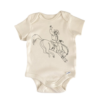 Rodeo Cowboy Ranch Line Horse Newborn Baby Onesie  Bodysuit Gift