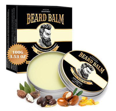 Beard Balm for Men, 100% Natural with Shea 3.53 Fl Oz (Pack of 1), Yellow 