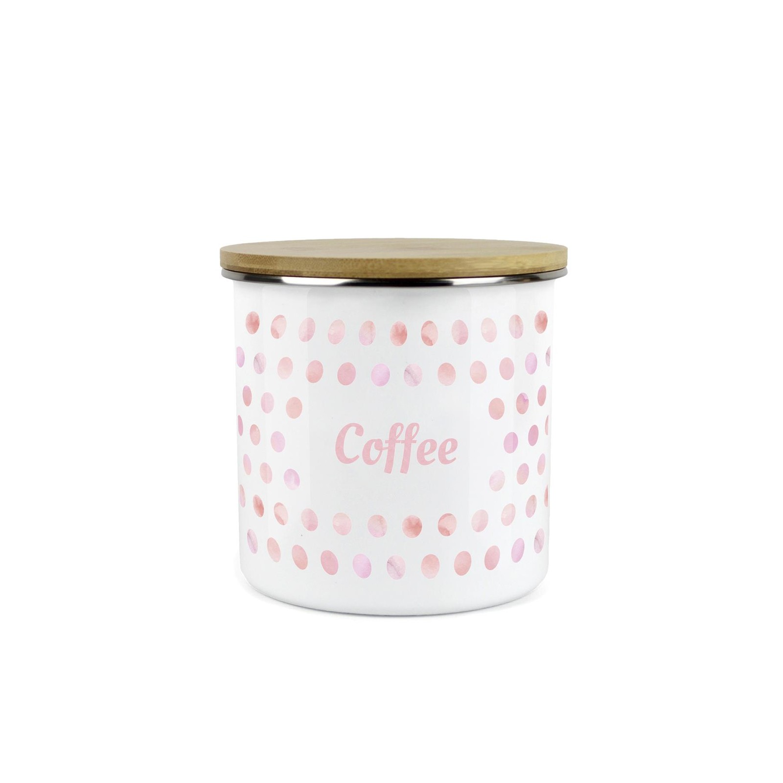 Polka Dots Coffee Canister - Pink & White Spotty Medium Kitchen Storage Jar