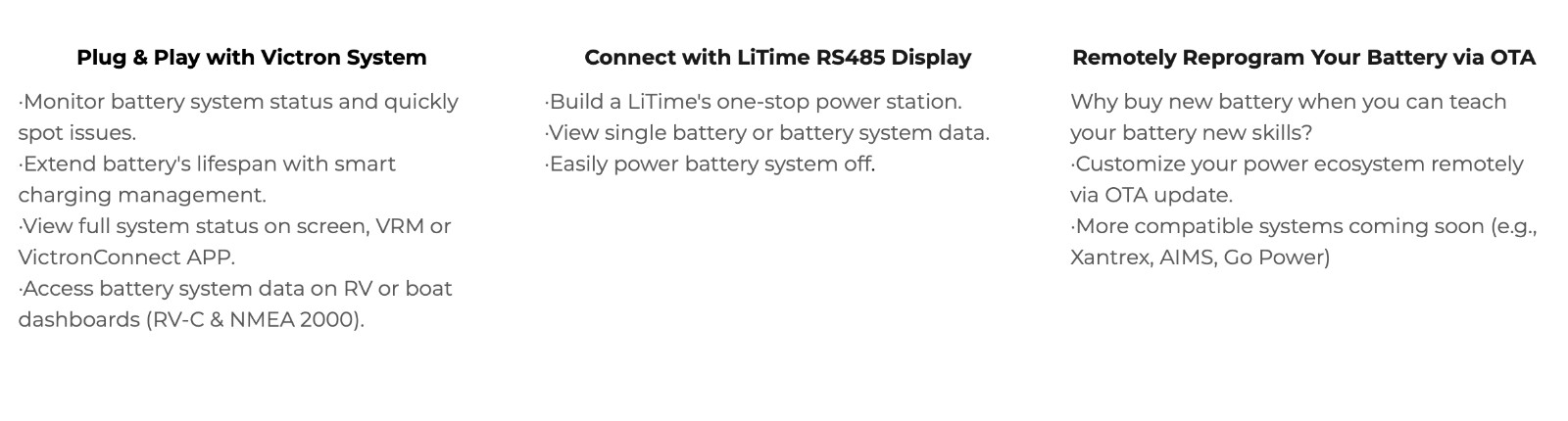 LiTime 12V 100Ah Smart ComFlex Battery with Bluetooth & Victron Communication