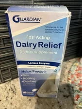 Fast Acting Lactose Dairy Relief Supplement Gas Bloating 180 Caplets EXP 11/25