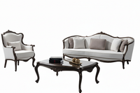 Wohnzimmer-Set 3-Sitzer-Sofa Couchtisch Sessel Klassischer Stil Weiß