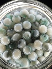10x 5/8" Jabo Classics Marbles Lot White, Gray, Green, Clear Glass Non-UV