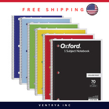 Oxford Spiral Notebook 6 Pack College Ruled 1 Subject 8x10.5 Assorted Colors