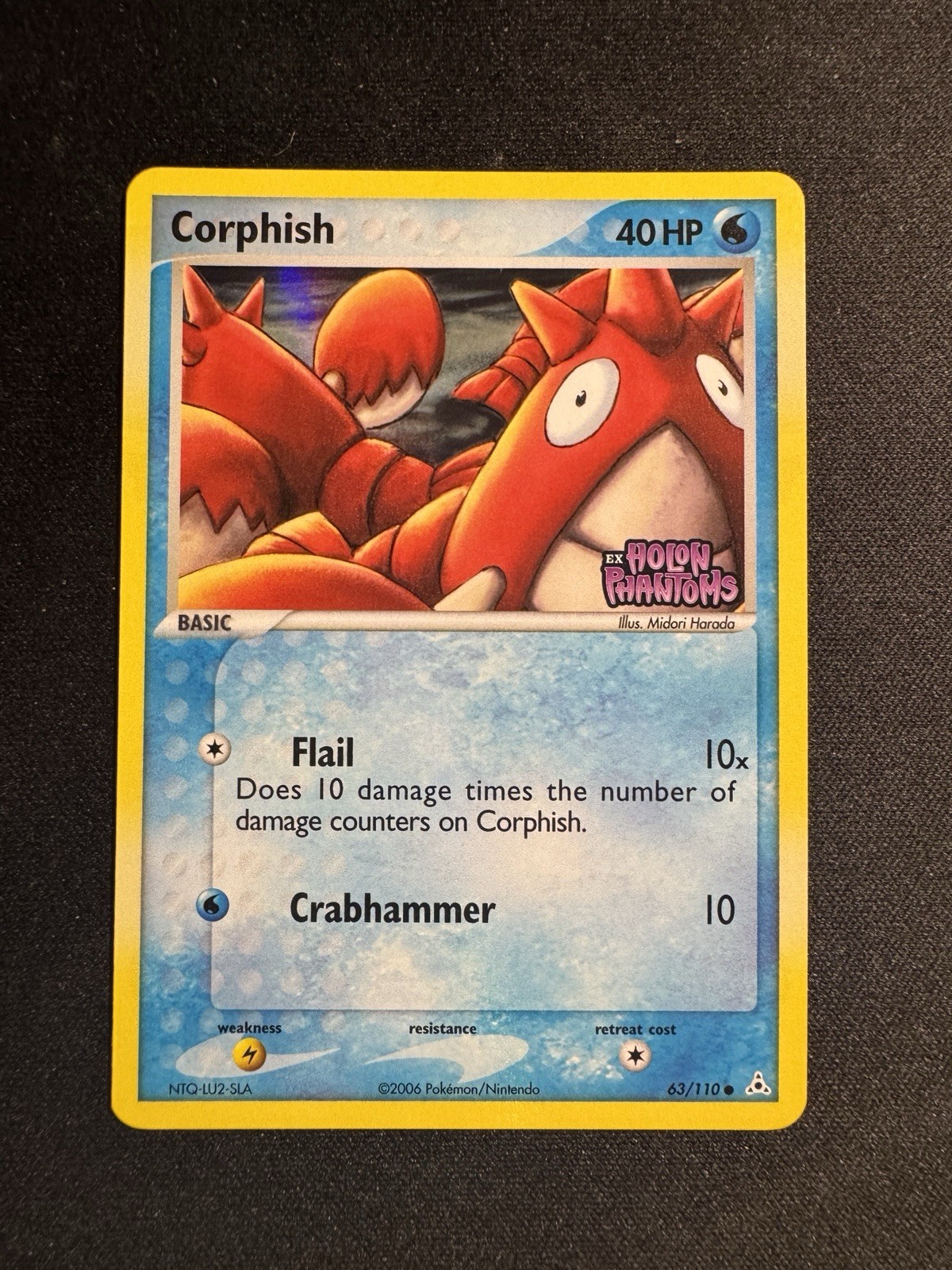 Corphish 63/110 reverse holo EX Holon Phantoms (2006) Vintage Holo - NM