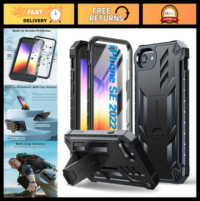 iPhone SE 3rd/2nd Gen Case - Rugged Shockproof Cover with Kickstand, Drop Protec