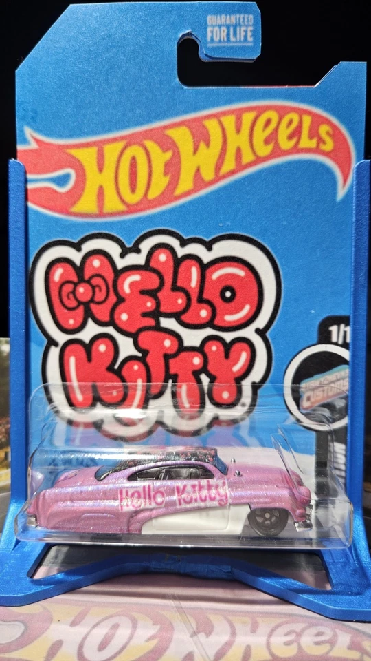 Hot Wheels Merc ***Custom Hello Kitty w/  Custom Card And Real Rider** - Image 3 of 3