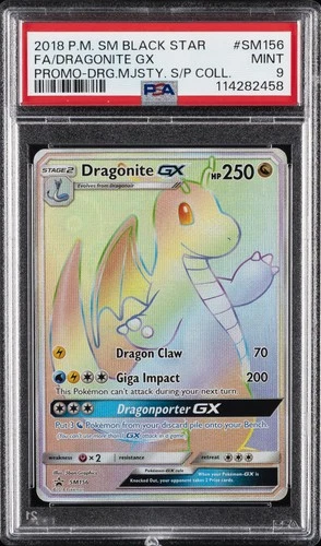 2018 POKEMON SM BLACK STAR PROMO #SM156 FULL ART/DRAGONITE GX PSA 9