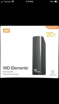SEALED WD Elements 20TB USB 3.0 External Desktop Hard Drive WDBWLG0200HBK-NESN