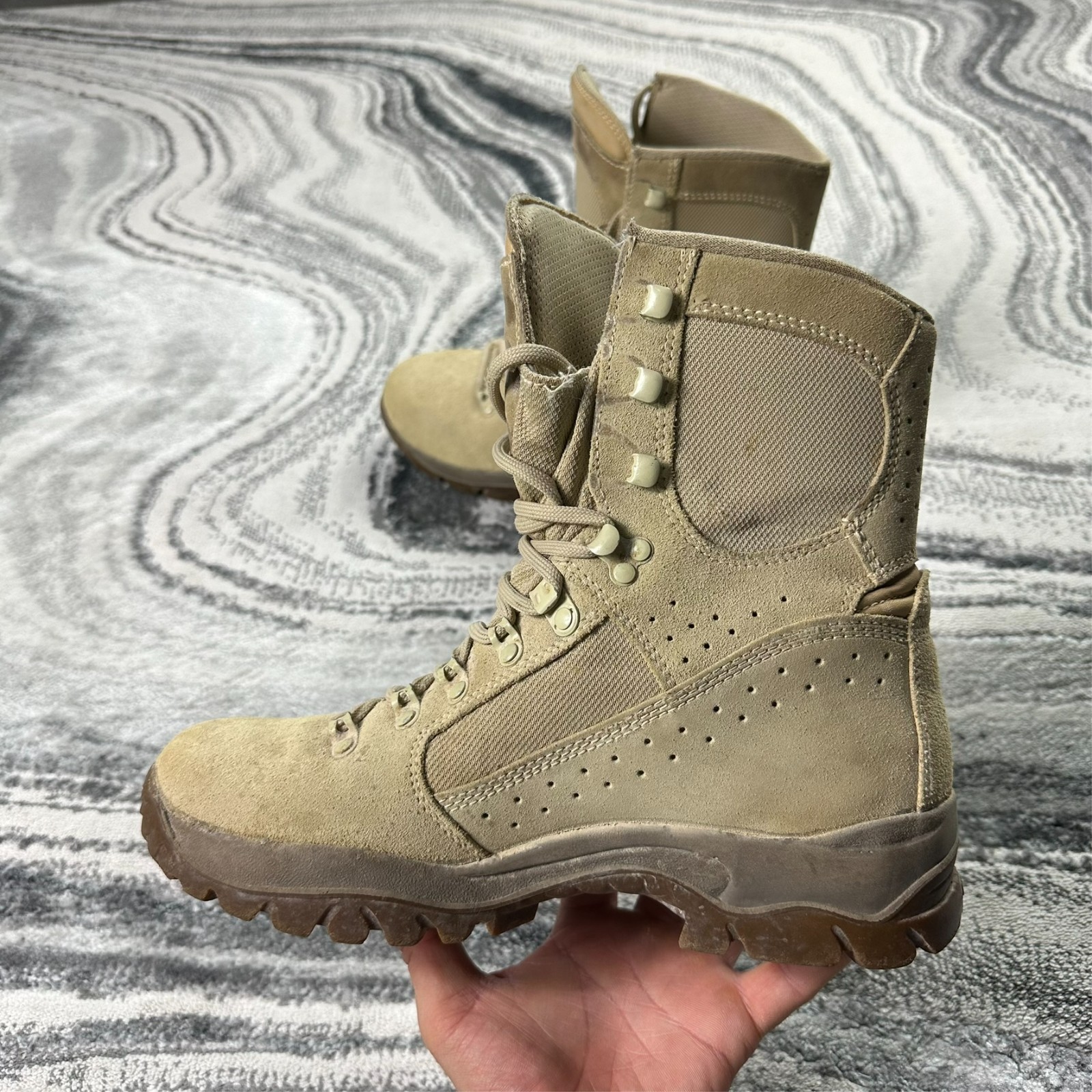 Vintage Meindl Desert Fox Beige Tan Suede Air Active UK 8 Tactical Combat Boots image 2