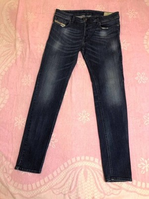 Herren Diesel TROXER Slim Skinny Fit Dunkelblau Stretch Denim Jeans - W33 L32