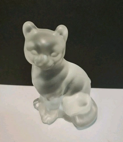 Vintage Fenton 3.5" Marked Frosted Glass Standing Cat Lover  Collectable Figure