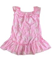VTG Hawaiian Ruffle Dress Sz XL Pink Tropical Floral Made In Hawaii