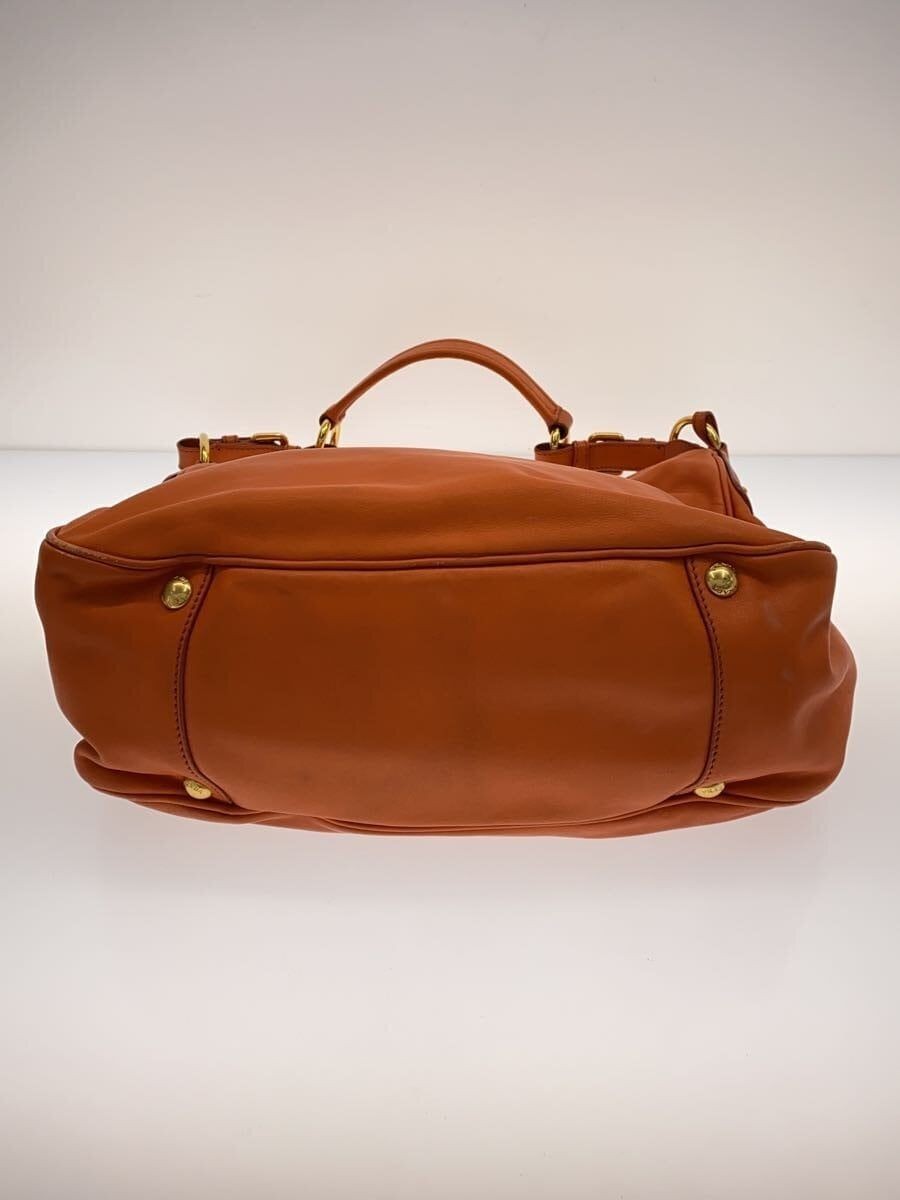 PRADA shoulder bag leather Orange plain Used thumbnail 4