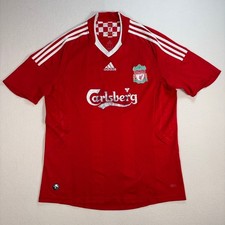 Liverpool Adidas Jersey Men L Red Home Carlsberg 2008 Crest Logo Soccer Football