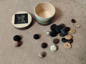 Antique Cardboard Container W Antique  Buttons -  1.5" Diameter