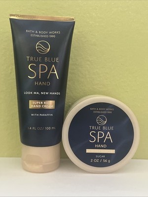 Bath & Body Works True Blue Spa TRAVEL SIZE Manicure Hand Scrub & Cream Set