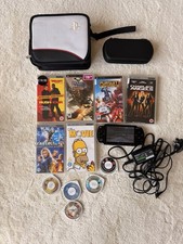 Sony PSP 1003 Black Console Bundle 6 Games 4 UMD Movies Charger Cases Tested