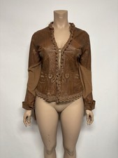 Vtg Roberto Cavalli Brown Leather Top IT 46