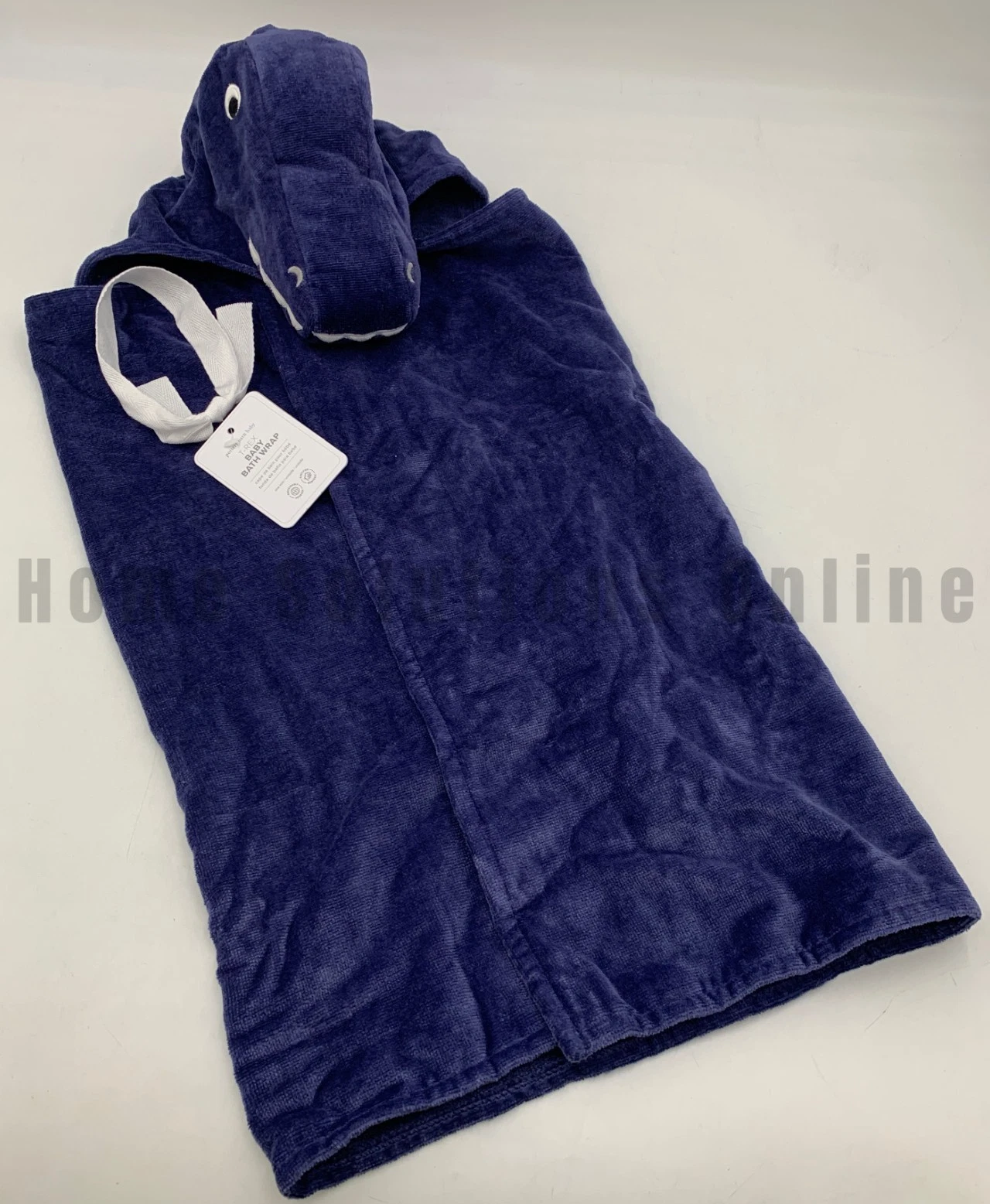 Pottery Barn Kids T. Rex Plush Nursery Hooded Towel Navy Blue 50" x 27" #J5433