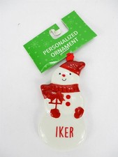 IKER Personalized Name Holiday Ornament Snowman Xmas Target Ganz 3"