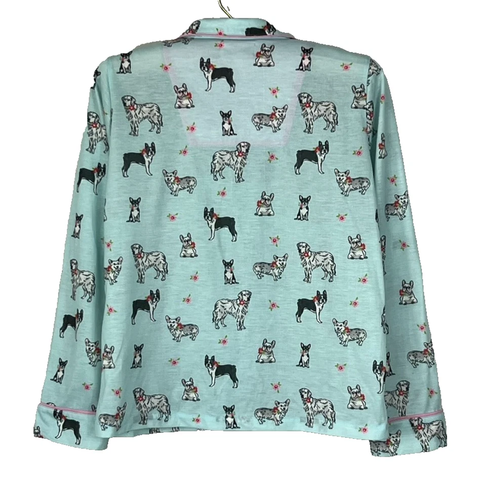 Pj. Salvage Pajama Set Girls L 12/14 Long Sleeve Button Up & Pants Blue Dog - Image 2 of 4