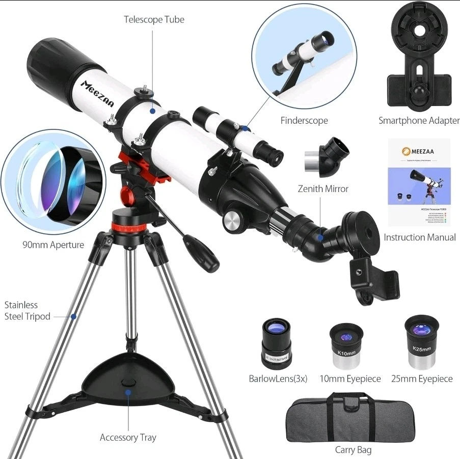 Beginner-Friendly Telescope with Phone Adapter & 3X Barlow Lens - 90mm Aperture - Image 4 of 4