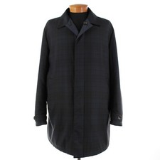 Canali Polyester Reversible Button Front Jacket Size 58 (3XL US) In Blue / Plaid