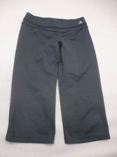 ADIDAS CLIMALITE Size S Womens BLK Stretch Waist High Rise Crop Track Pants 151