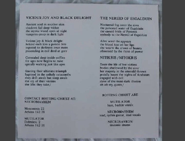 Rotting Christ - Dawn Of The Iconoclast [7" Single Greek Black Metal 1992 Mint] - Image 3 of 4