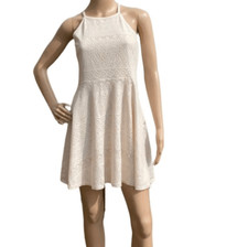 Fire Los Angeles Women's Cream Crocheted Lace Halter Keyhole Back Dress Size Sma