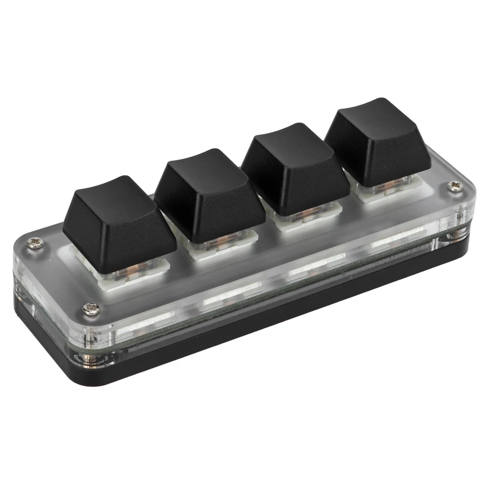 Mini 4-Key Mechanical Gaming Keypad with USB Interface, Compatible with Music Software & OS X, Acrylic FER Design