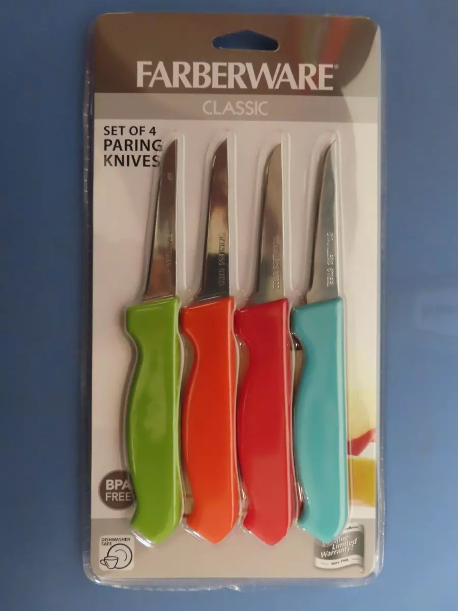 Farberware 3 PARING KNIFE SET 4 pc Plastic/Stainless Steel Kitchen  #5215732 NEW