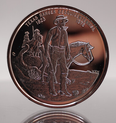 Texas Ranger Star horse cowboy 1823-1973 1oz 999 FINE Silver