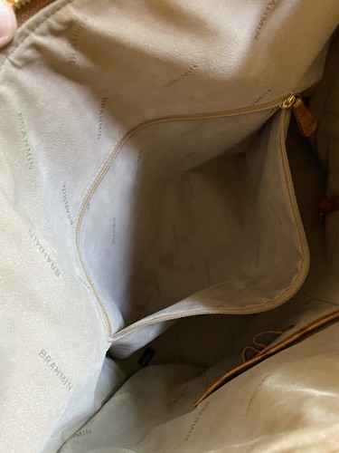 Brahmin Norah Vineyard Raffia und geprägtes Whiskey Leder Hobo Handtasche Handtasche - Bild 9 von 9
